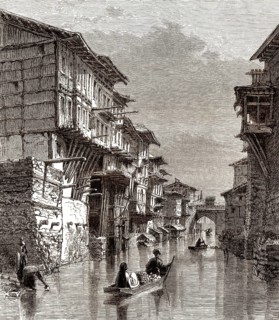Nallah Mar, Mar Canal, Mar Kol, ein Schifffahrtskanal, der durch die Altstadt von Srinagar, Jammu