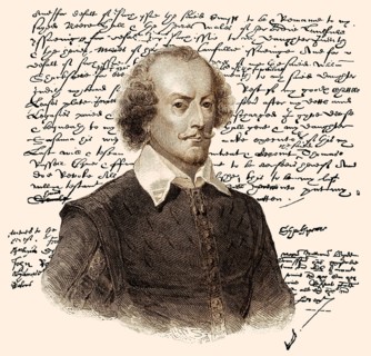 Porträt und Faksimile des Testaments von William Shakespeare, 1564 - 1616, einem englischen