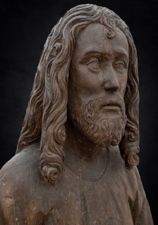 Christ on the Palm Donkey, c. 1500, detail, on dark background, Zeppelin Museum, Friedrichshafen,