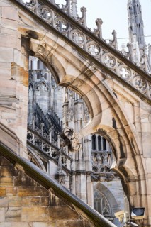 Details of the Milan Cathedral on a sunny day, Milan, Italy