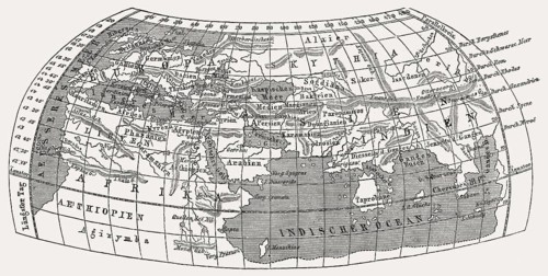 World map by Claudius Ptolemy, c.?100 – c.?170, a Greek mathematician, astronomer, geographer and