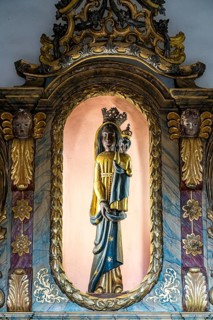 The Miraculous Black Madonna in the interior of the baroque Carmelite Church of St Joseph in