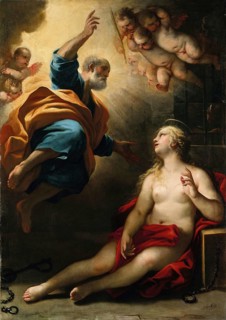 Saint Peter healing Saint Agatha, painting by Luca Giordano (Italian, 1634-1705), historically,