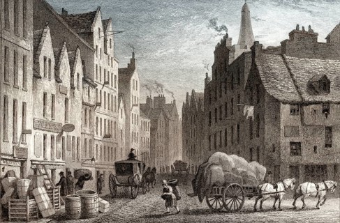 Cowgate, looking East, Edinburgh, Scotland, 19th century, from Modern Athens by Th. H. Shepherd