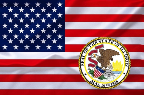 The flag of the USA with the coat of arms of Illinois, Studio