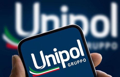 Unipol gruppo logo is displayed on smartphone. Unipol Gruppo S.p.A. is an Italian financial