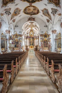 Interior view of the 18th-century baroque preacher's church, also Dominican church, historic old