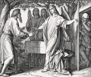 Abraham's Three Visitors, Old Testament, by Julius Schnorr von Carolsfeld, 1860