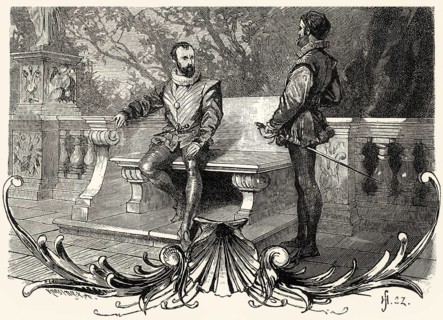 ACT V., SCENE I., A Garden, Alphonso, Antonio, scene from Torquato Tasso, a play by Johann Wolfgang