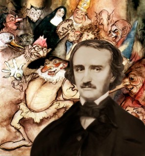 Portrait of Edgar Allan Poe, The Masque of the Red Death, illustration from Poe's Tales of Mystery