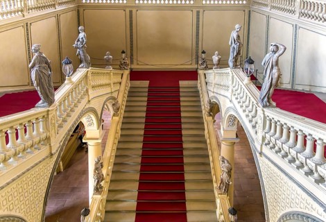 Interior design and exhibition rooms in the Würzburg Residence, imposing 18th century palace with