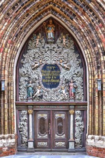 Richly decorated west portal of the Nikolaikirche Hanseatic City of Stralsund, Mecklenburg-Western