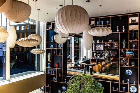 CitizenM Hotel lobby, modern design hotel, Rotterdam, the Netherlands