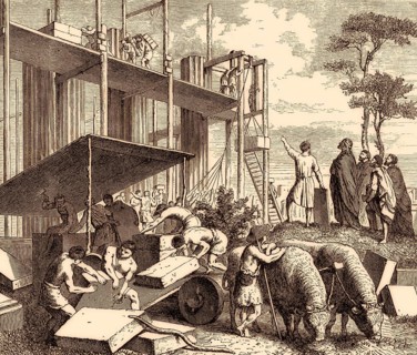 Servius Tullius building a temple to Diana on the Aventine Hill, ancient Rome, 6th century BC