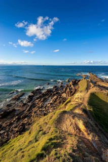 Rocky coast on the Pacific, ocean, sea, nature, landscape, blue sky, Byron bay, Queensland,