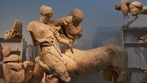 Group with Eurytion and Deidameia, West Gable of the Temple of Zeus, Battle between Lapiths and
