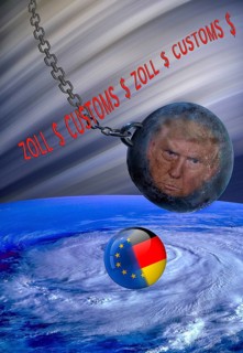 Symbolic image, EU and Germany in a political hurricane, Donald Trump, tariff threats, Elon Musk,
