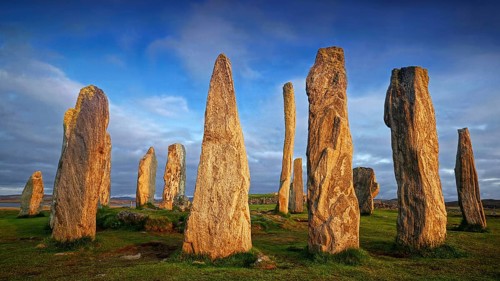 Europe, Scotland, Great Britain, England, Isle of Lewis, sunset, evening mood, monoliths,