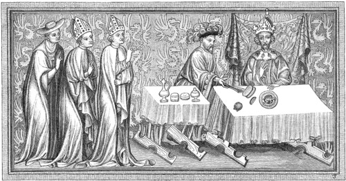 Coronation dinner of Charles IV, born Wenceslaus, 1316-1378, King of Bohemia, Holy Roman Emperor
