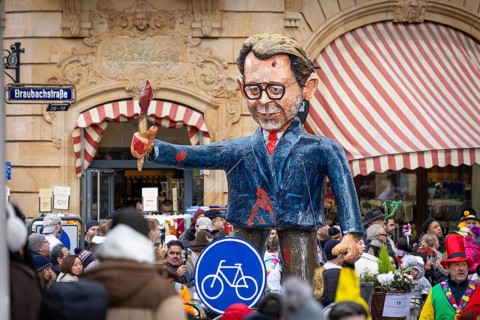 The Frankfurt carnival parade moves across the Römerberg in Frankfurt am Main on 15 February 2026.