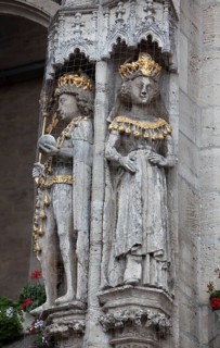 Emperor Otto IV. and Mary, Figures of the historic Town hall, Old town market square, Brunswick,