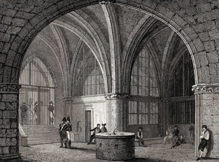 The Conciergerie, prison, Paris, antique steel engraved print, 1831