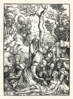 The Lamentation of Christ, Beweinung Christi, by Albrecht Dürer, 1498, digitally restored