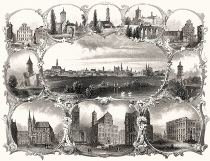 Historical cityscape of Augsburg, Swabia, Bavaria, Germany