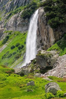 Wyssebach Falls plunges over a striking cliff, Canton of Bern, Switzerland