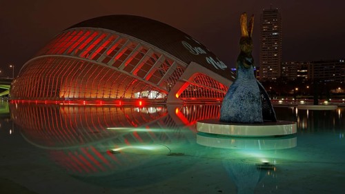 City of Arts and Sciences, Ciudad de las Artes las Siencias, night view, modern architecture,