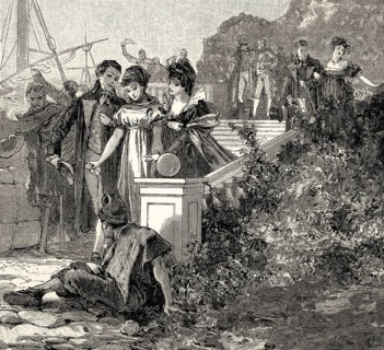 ACT IV., SCENE III., Eugenie, Governess, Counsellor, scene from THE NATURAL DAUGHTER, DIE