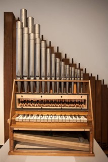 A portative organ, Organ Museum Borgentreich, Höxter district, North Rhine-Westphalia, Germany