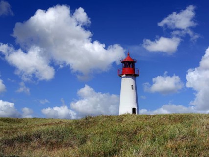 Montage, photomontage, (M), lighthouse of List, Westellenbogen, island Sylt, Schleswig-Holstein,