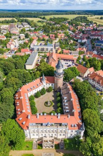 Aerial view, drone photo: Wiesenburg Castle and Park, Wiesenburg in der Mark, Hoher Fläming nature