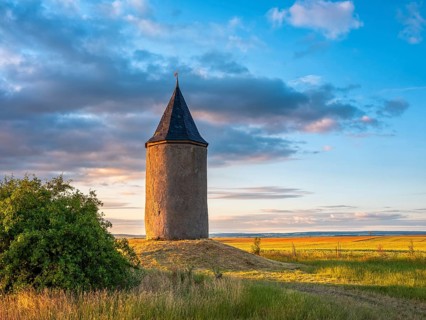 The Barkhäuser Tower in morning light, medieval tower, watch tower of the Erfurt city