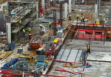 Large-scale construction site, replacement building for the NA complex, Ruhr-Universität Bochum,