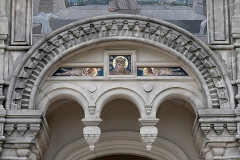 Detail on the façade, Russian Chapel, Mathildenhöhe Darmstadt, UNESCO World Heritage Site, Germany