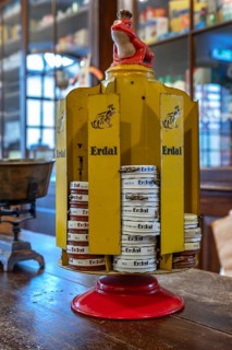 Erdal revolving stand for shoe polish in a former Thuringian drugstore from 1898, set up as a