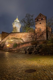 Imperial Castle, Blue Hour, Nuremberg, Middle Franconia, Franconia, Bavaria, Germany
