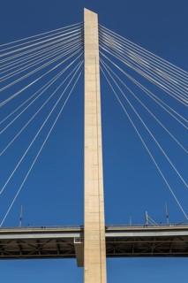 Low angle view and close-up of Franjo Tudman bridge carrying the D8 road in Dubrovnik, Croatia