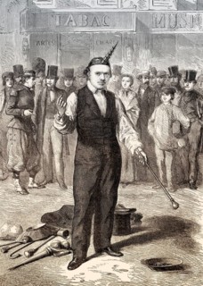 Open air show, Baton player, Paris, France, 1862