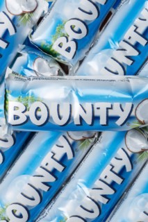 Bounty chocolate bar from Mars Inc. as background
