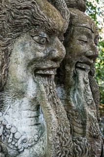 Temple figure, couple, woman, man, Hinduism, tongue, long, sticking out, facial expression, stone,