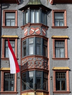 Building façade in Maria Theresien Straße, Innsbruck, Tyrol, Austria