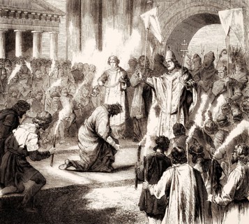 Pope John I, 470 – 526, Pope from 523 to his death in 526, visiting Constantinople