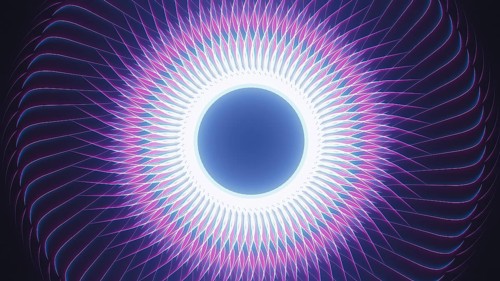An intriguing arrangement of abstract shapes illuminated by vibrant neon lights captivates viewers
