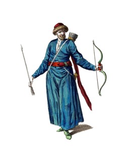 Historical clothing, fashion over time, traditional costume of a Tartar from the Crimea, 18th