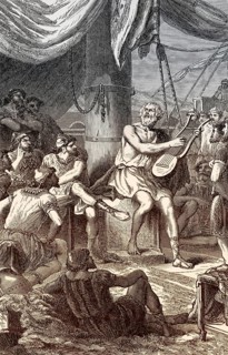 Homer Singing his poems for the People, Greek legendary author, ancient Greece