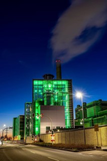 The Lausward combined heat and power plant in Düsseldorf, gas and steam turbine power plant,
