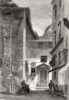 Old fish market, Porticus Octaviae, Portico of Octavia, Rome, Italy, 19th Century